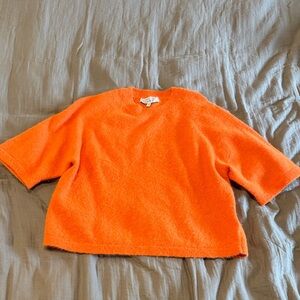 & Other Stories Vibrant Orange Short Sleeve Sweater